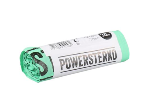 [OND-OVUILBIO06] Composteerbare vuilniszakken PowerSterko Bioplastic obv zetmeelblend 50x60cm 30L 15µ groen (10)