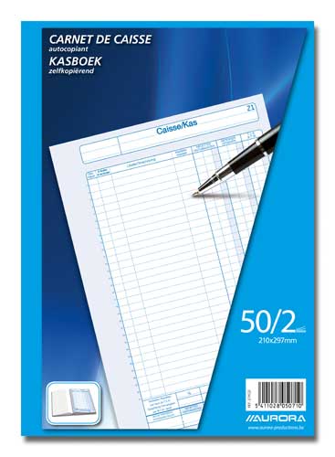 [KAN-27KC2] Kasboek Aurora A4 2-voud 50 set Nl/Fr