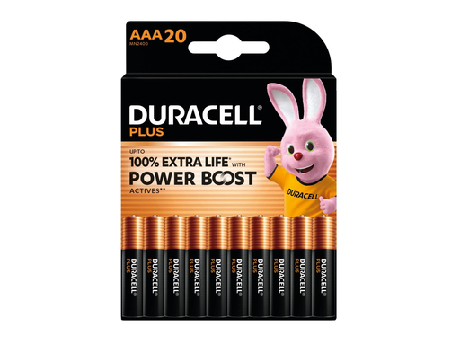 [TIM-4177178] Batterij Duracell Plus 100% extra life Power Boost AAA (20) (141087)