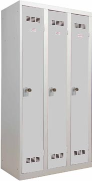 [TIM-3104342] Garderobekast propere industrie lockers Henry Pierre 180x90cm 3 deuren grijs