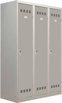 [TIM-3114044] Garderobekast vuile industrie lockers Henry Pierre 180x120cm 3 deuren grijs