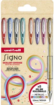 [TIM-UM120N8] Gelroller Uni-ball Signo Metallic medium punt 0,8mm assorti (8)