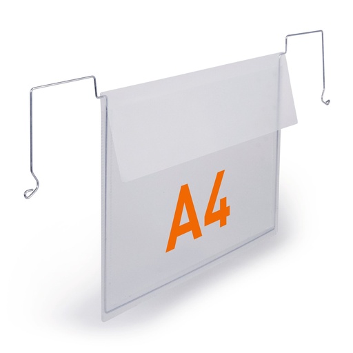 [DUR-118819] Documenthoes Durable PP A4 liggend 297x210mm met ophangbeugel met flap transparant (50)