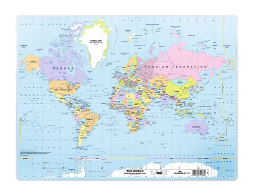 [DUR-723119] Schrijfonderlegger Durable PP 500x380mm met wereldkaart