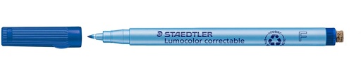 [TIM-305F3] Fineliner uitwisbaar Staedtler Lumocolor F fijne ronde punt 0,6mm blauw
