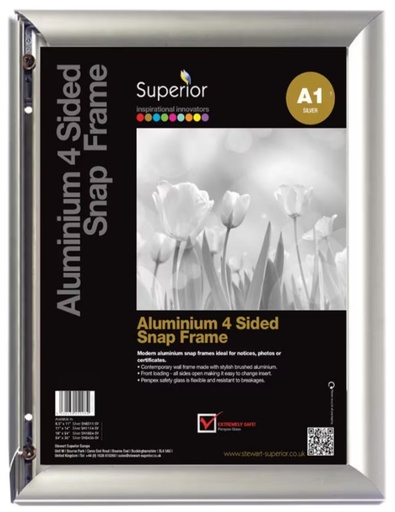[KAN-AMA2SV] Kliklijst Seco A2 aluminium voorkant anti-glans PVC frame zilver