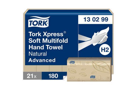 [OND-130299] Handdoeken Tork Xpress Multifold Soft Natural H2 2-laags 180vel (21) - FSC Mix Credit
