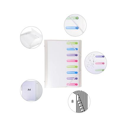 [EXA-56187E] Sorteermap Exacompta chromaline PP A4 8-vaks met 3 kleppen wit