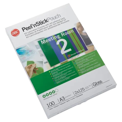 [ACCO-3747236] Lamineerhoes GBC Peel'nStick A3 2x125µ zelfklevend (100)