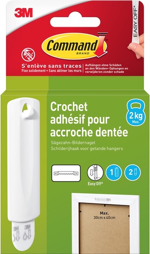 [TIM-170401] Fotolijststrip voor haak met zaagtanden Command draagvermogen 2kg wit