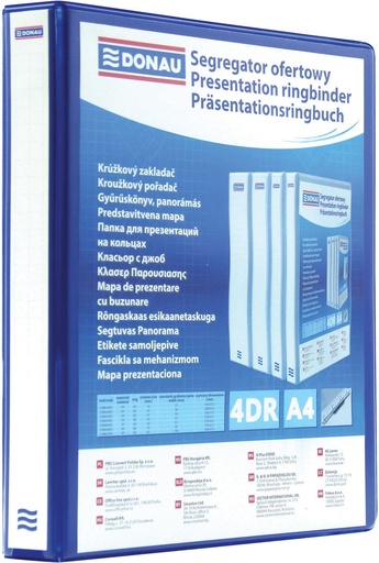 [TIM-2788201] Panorama ringmap Donau PP A4 4 D-ringen 20mm rug 44mm blauw