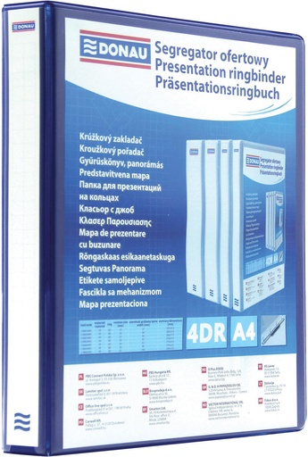 [TIM-2788250] Panorama ringmap Donau PP A4 4 D-ringen 25mm rug 44mm blauw