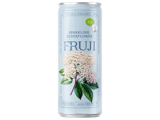 [TIM-53569] Frisdrank Fruji limonade sparkling elderflower Bio blik 25cl (12)