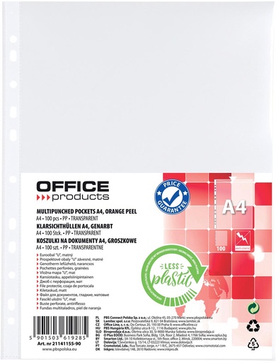 [TIM-1141155] Showtas Office Products PP A4 30 micron 11-gaats gekorreld (100)