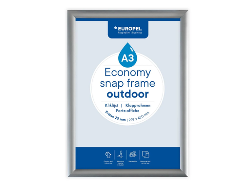 [TIM-355130] Kliklijst Economy Europel waterdicht lijst 25 mm ft A3 zilver