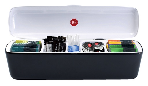 [QUA-4055023] Tafeldispenser Douwe Egberts 5 vakken met inhoud zwart