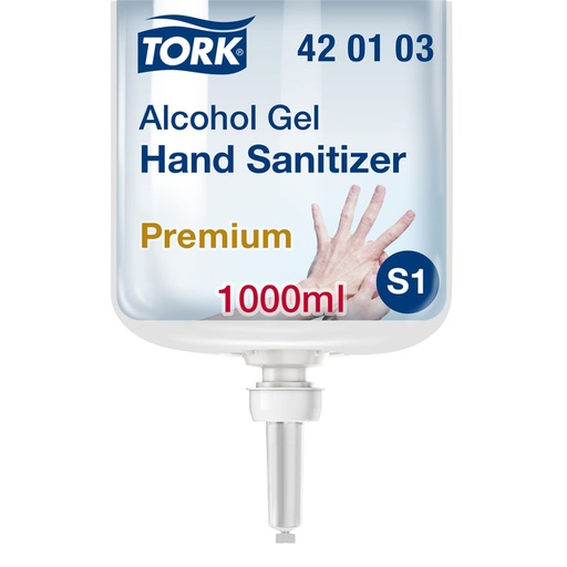 [QUA-420103] Handdesinfectie Tork S1 Premium alcoholgel ongeparfumeerd 1000 ml 