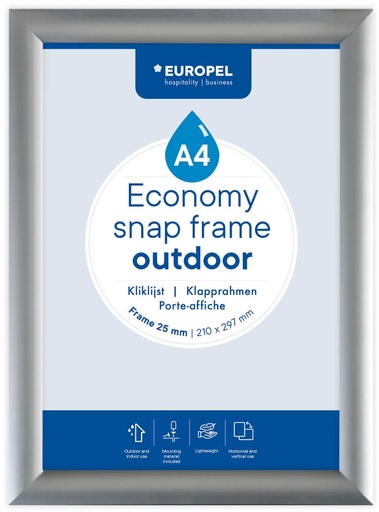 [TIM-355131] Europel clicklijst Economy waterdicht lijst 25 mm ft A4 zilver