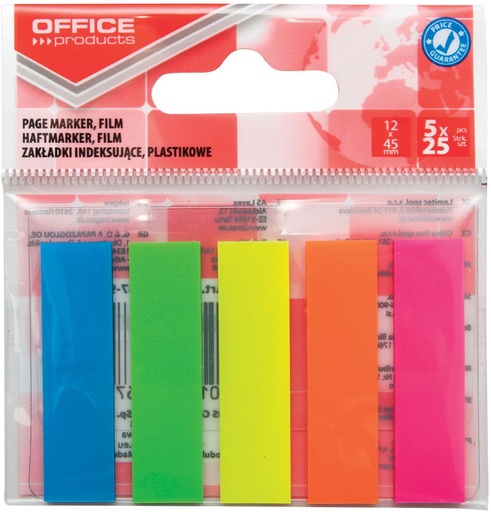 [TIM-2363799] Ophangzakje OFFICE products index ft 12 x 45 mm  van 5 x 25 tabs  geassorteerde kleuren
