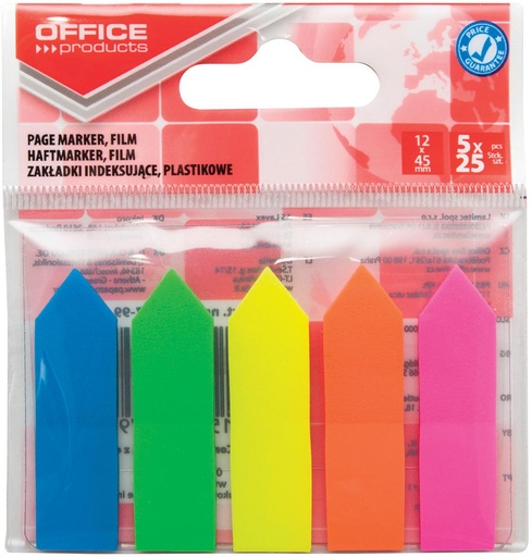 [TIM-2373799] ophangzakje OFFICE products index pijltjes ft 12 x 45 mm  van 5 x 25 tabs  geassorteerde kleuren