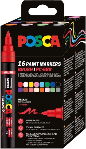 [TIM-PC5BR16] Paintmarker Uni Posca  PC-5BR 1 - 4 mm penseel punt (16)