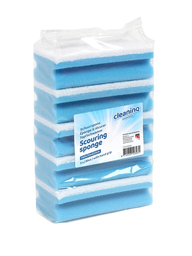 [QUA-105025] Schuurspons Cleaninq met greep 140x70x42mm blauw/wit (5)