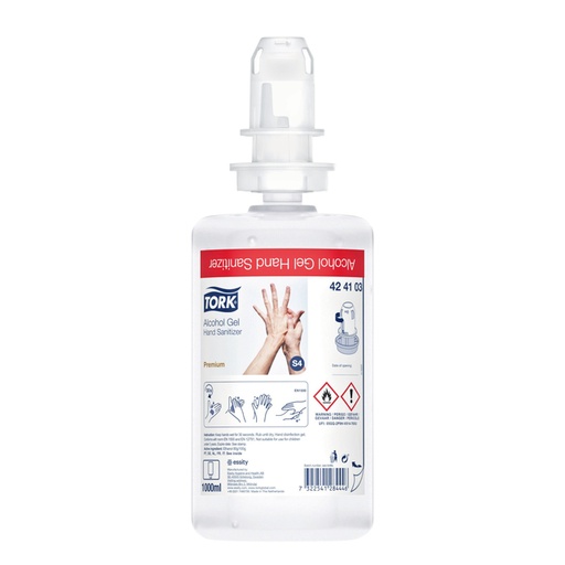 [QUA-424103] Handdesinfectie Tork S4 Premium alcoholgel ongeparfumeerd 1000 ml 