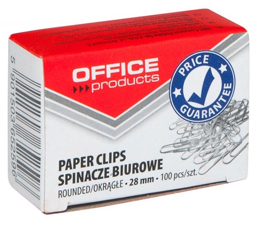 [TIM-8281519] Papierklemmen OFFICE products  28 mm gegalvaniseerd (100)
