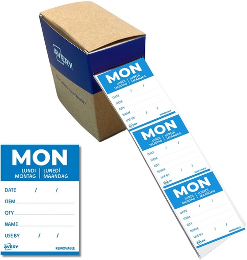 [TIM-DLDMON] Etiketten voedselcodering Avery HACCP maandag 40 x 56 mm(500)