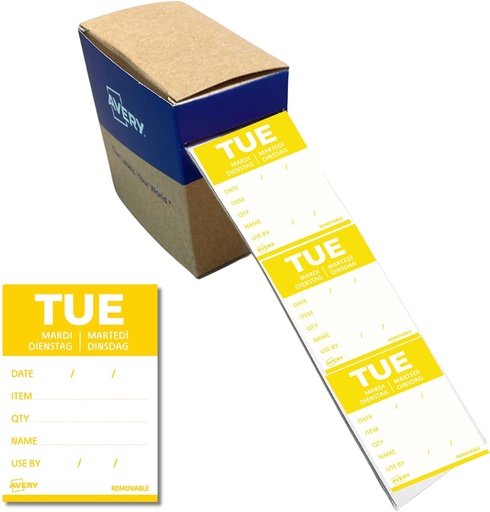 [TIM-DLDTUE] Etiketten voedselcodering Avery HACCP dinsdag  40 x 56 mm(500)