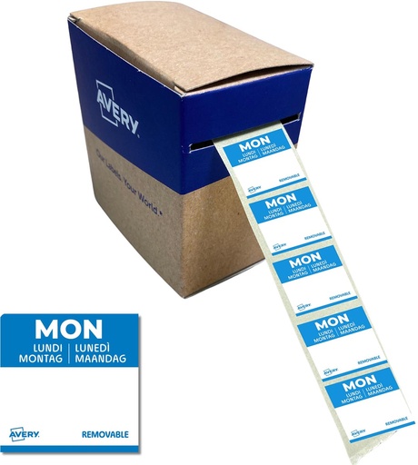 [TIM-DLSMON] Etiketten voedselcodering Avery HACCP maandag  25 x 25 mm(1000)