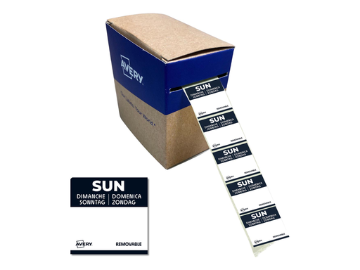 [TIM-DLSSUN] Etiketten voedselcodering Avery HACCP zondag  25 x 25 mm(1000)
