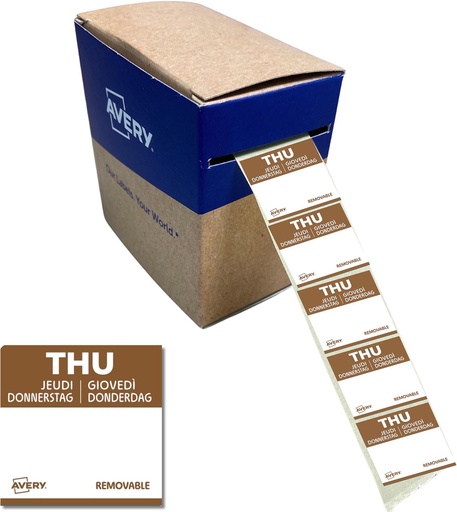 [TIM-DLSTHU] Etiketten voedselcodering Avery HACCP donderdag  25 x 25 mm(1000)