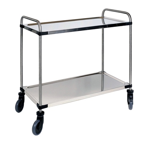 [QUA-104227/002] Serveerwagen met 2 plateaus 870x570x950mm