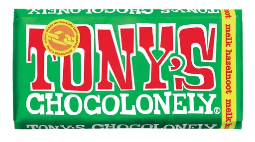 [QUA-NLRMH180] Chocolade Tony's Chocolonely melk hazelnoot reep 180gr