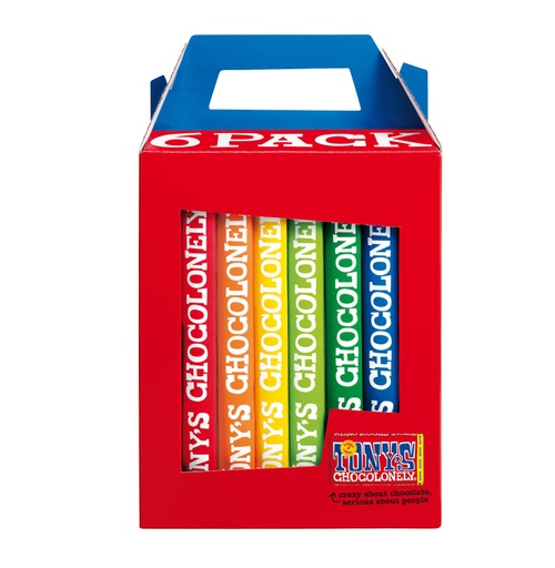 [QUA-NLRGRPC6] Chocolade Tony's Chocolonely Rainbowpack Classic 6 repen à 180gr