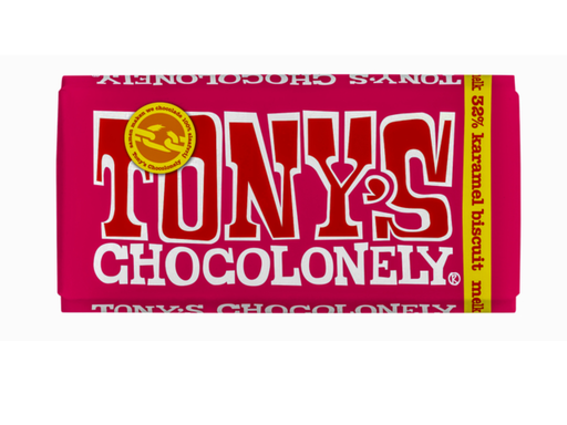 [QUA-NLRMKAB180] Chocolade Tony's Chocolonely melk karamel biscuit reep 180gr