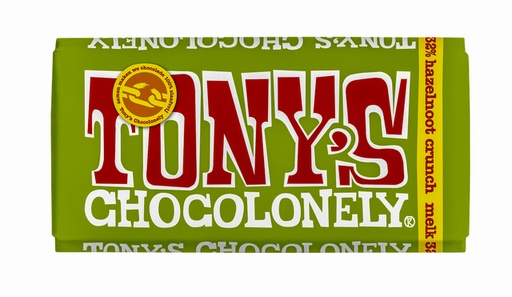 [QUA-NLRMRHC180] Chocolade Tony's Chocolonely melk hazelnoot crunch reep 180gr