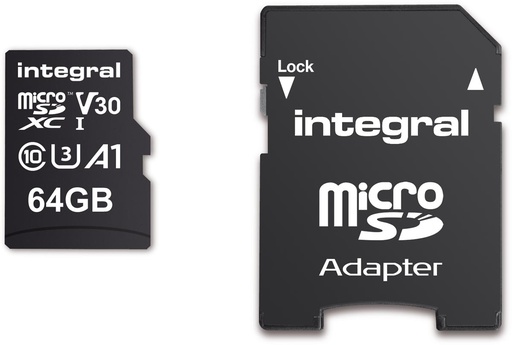 [TIM-8444560] Geheugenkaart Integral MicroSDXC V30 64GB