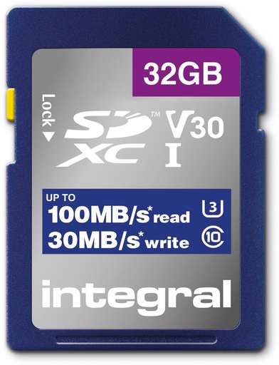 [TIM-8444584] Geheugenkaart Integral SDXC V30 32GB
