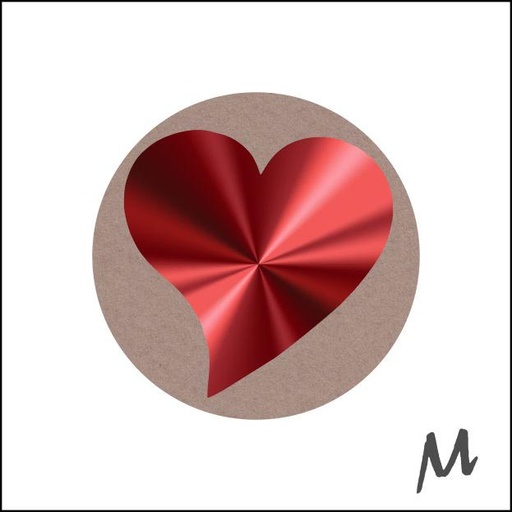 [TIM-1350495] Etiket bedrukt op rol diameter 39mm kraft love hartje (500)
