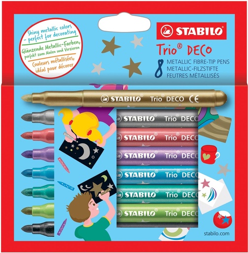 [TIM-377-8] viltstift Stabilo trio deco metaalkleuren (8)