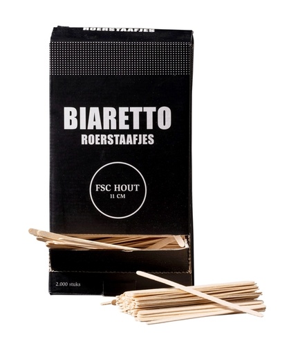 [QUA-35593] Roerstaafjes Biaretto hout 11cm (2000)