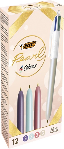 [TIM-522514] 4 kleurenbalpen Bic Pearl assorti (12)