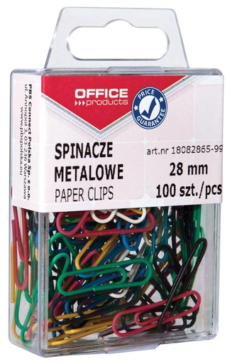 [TIM-8286599] Papierklemmen Office Products 28mm geassorteerde kleuren (100)