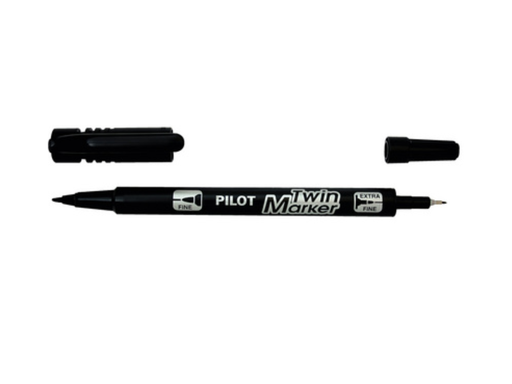 [KAN-342080] Permanente marker Pilot twin 0.4 + 0.8mm  zwart