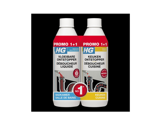 [QUA-80537000003] Afvoerontstopper HG Promopack 1x sanitair 500ml 1x keuken 500ml 