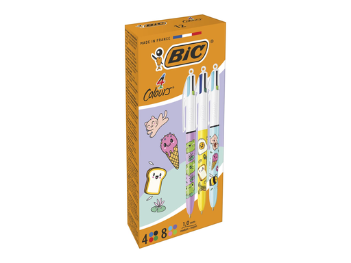 [TIM-304752] 4-kleurenbalpen Kawai Bic assorti (12)