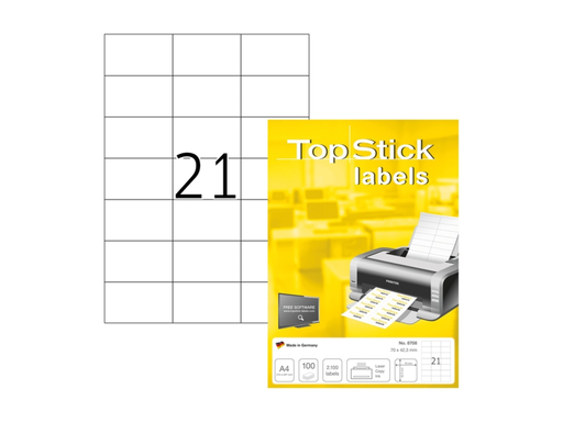 [HER-T8708] Etiketten Herma 21etik/bl 70x42.3mm Topstick wit (2100)