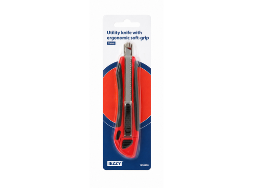 [QUA-QU1438278] Snijmes IEZZY 9mm kunststof met ergonomische softgrip incl. 3 mesje 